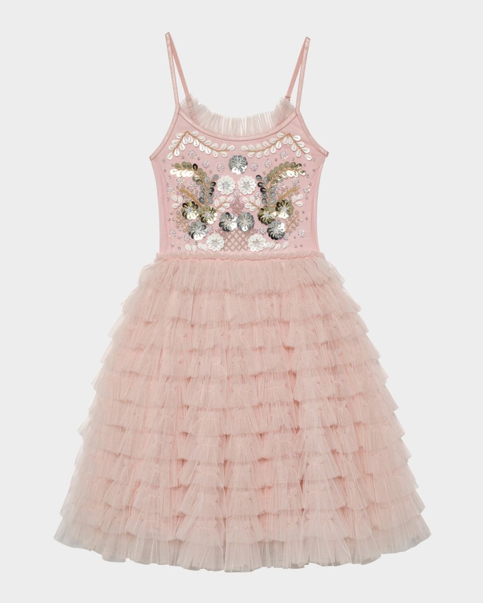 Girl's Golden Daisies Sequined Embroidered Tutu Dress, Size 2